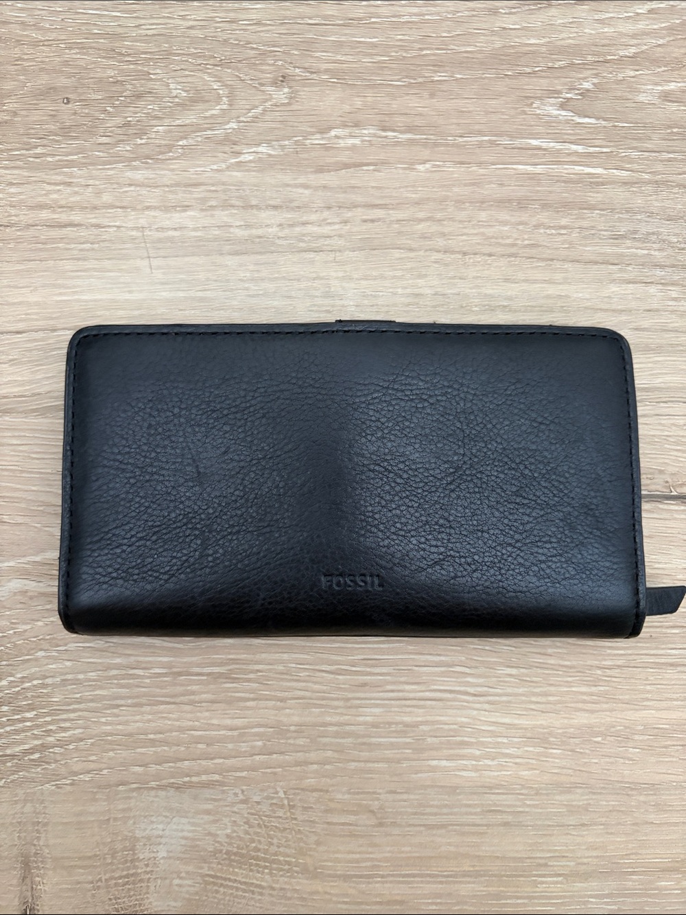Fossil Black Leather Zip Wallet